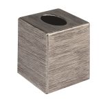 Parker Collection Faux Brushed Metal Look Boutique Tisssue Box, Silver/Black